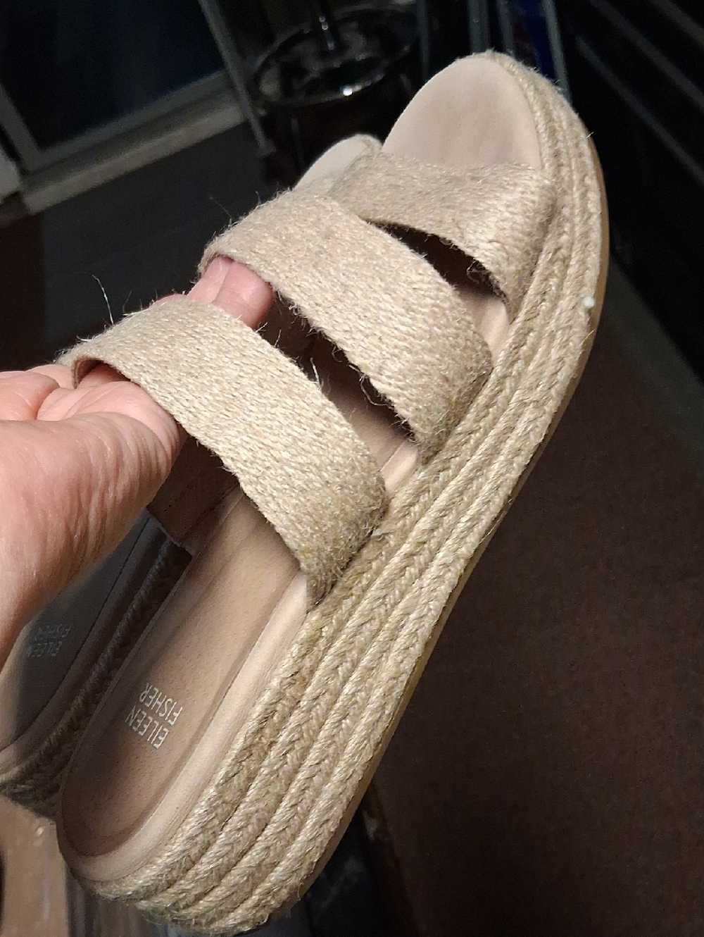 Eileen Fisher Neutral 3 Strap Slip On Espadrills Sandals 9